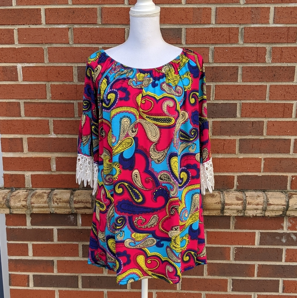 XL WIN WIN LACE TUNIC COLORFUL WOMEN